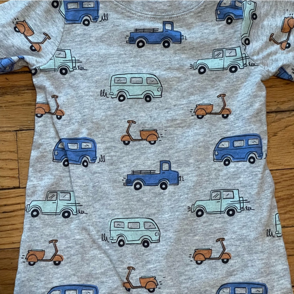 Garanimals Gray Romper with Blue and Green Vehicles - Picture 3 of 6